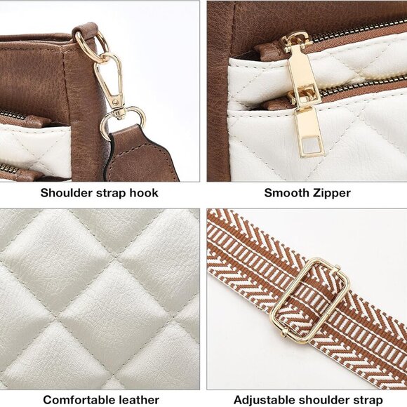 Trendy Quilted Crossbody Bag for Women - Chic Vegan Leather Shoulder Purse - Picture 5 of 7